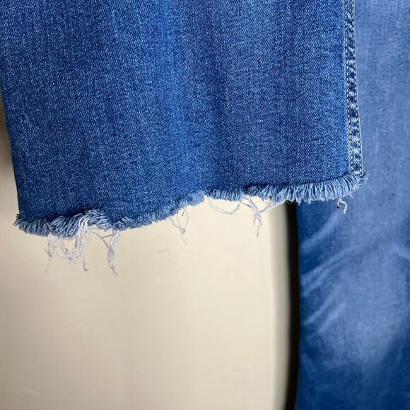 Old Navy Higher High Rise Flare Jeans 10 Raw Frayed Hem Secret Smooth Pockets - Picture 4 of 8